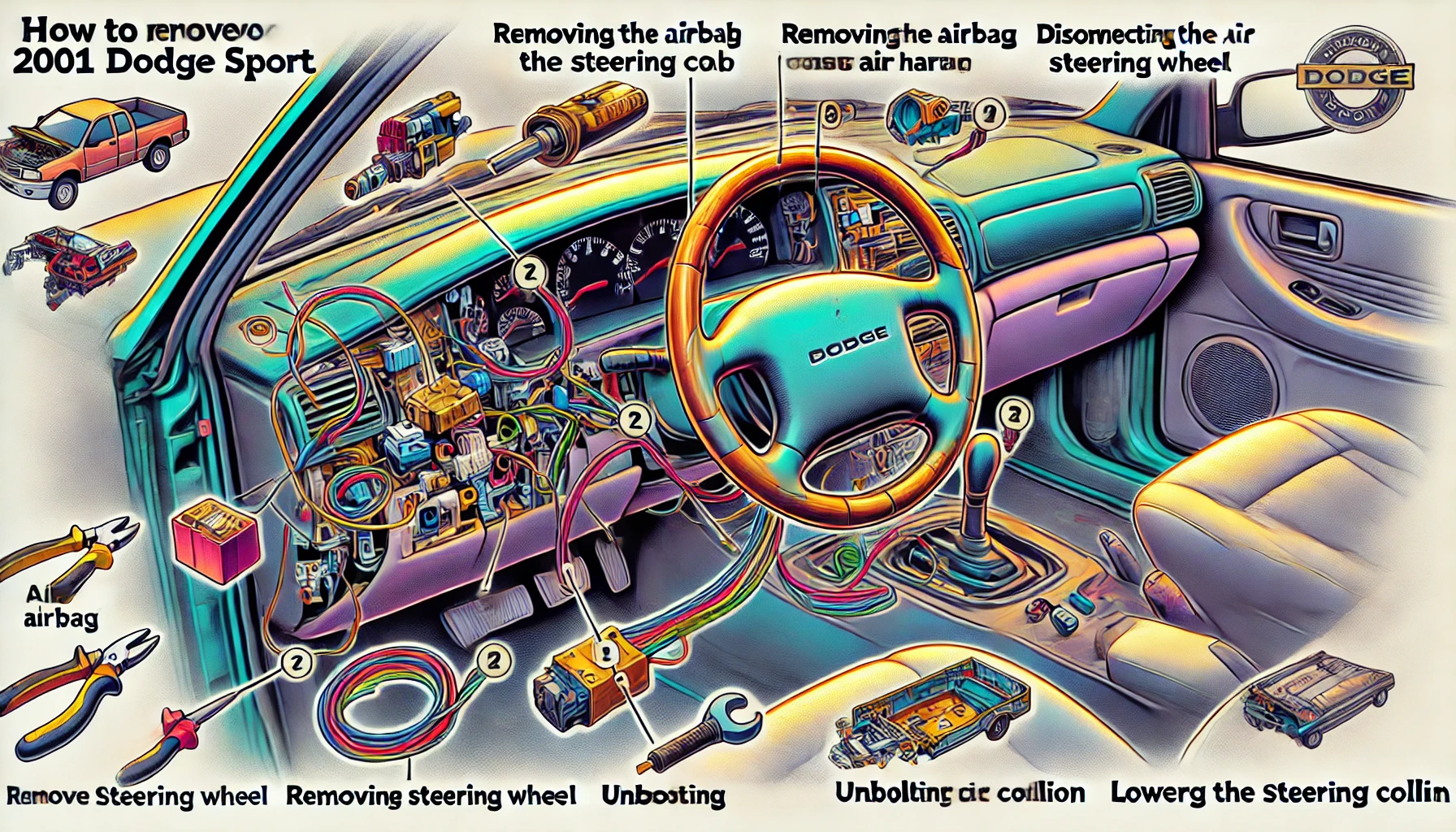 2001 dodge sport steering column removal